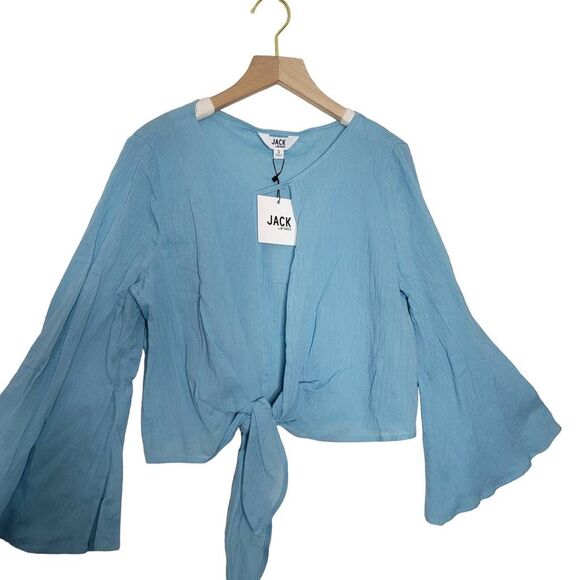 Jack BB Dakota Top Size Small Lake Blue Malia Front Tie Crop NWT - Picture 3 of 6